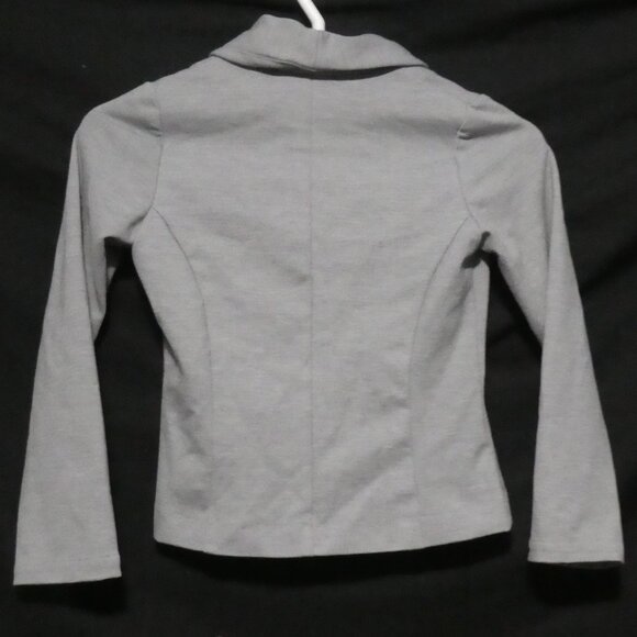 H&M | 7-8 years | Grey Dress Jacket | Button-Up Front | Pink Flower and Bow - Picture 2 of 15